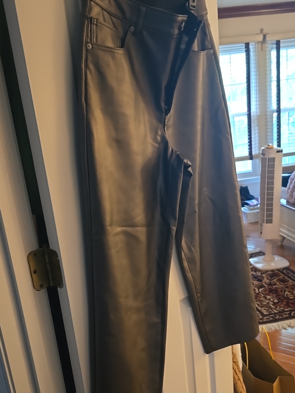 Express Super High Rise Leather Wide Leg Pants